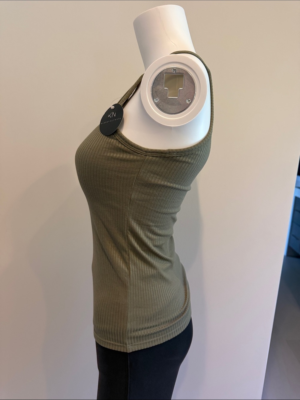 Klassy Network Olive Ribbed Halter Tank - Picture 3 of 4
